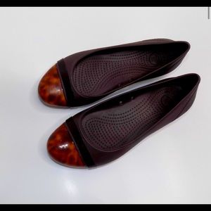 CROCS Cap Toe Brown Tortoise Ballet Flats